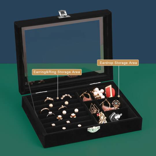 NEX™ 8" Black Velvet Jewelry Organizer For Earring and Rings